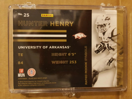Hunter Henry 2016 Black Gold RATED RC card #'d 78/99 Razorbacks Chargers