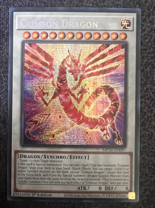 Yugioh Crimson Dragon MP24-EN097 Prismatic secret Rare 1st Edition NM